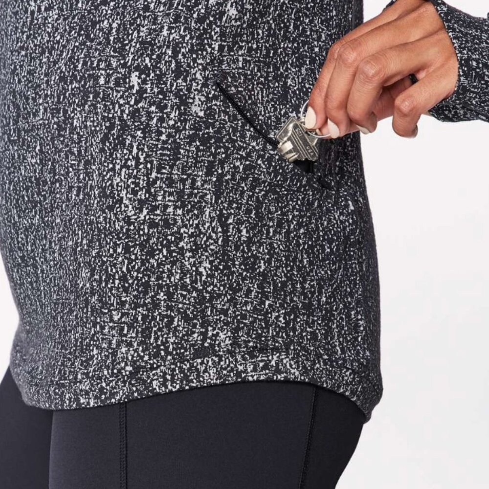 Lululemon Extra Mile Long Sleeve Running Luon Suited Jacquard Black White Size 4 - Picture 6 of 14